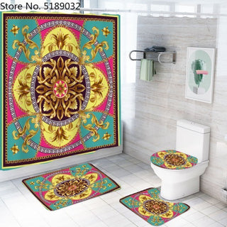 Retro Style Shower Curtains with Mats