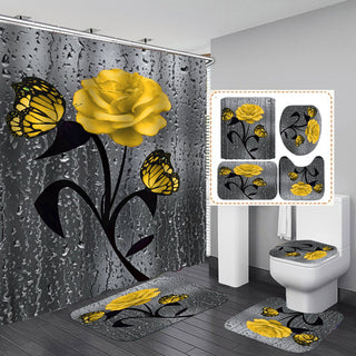 Waterproof Polyester Flower Shower Curtain
