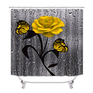 Waterproof Polyester Flower Shower Curtain