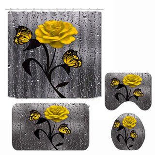 Waterproof Polyester Flower Shower Curtain