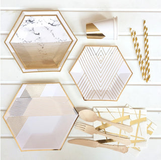 Golden Disposable Tableware for Parties