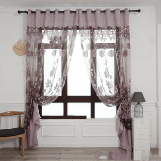 Elegant Peony Jacquard Sheer Curtain
