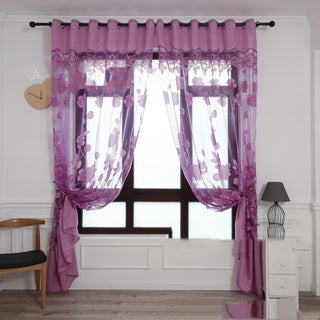 Elegant Peony Jacquard Sheer Curtain