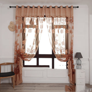 Elegant Peony Jacquard Sheer Curtain