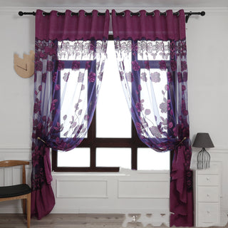 Elegant Peony Jacquard Sheer Curtain