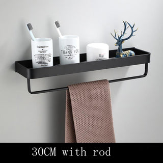 Black Wall-Mounted Aluminum Bathroom Shelf
