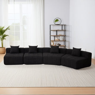 Two Curved Seats And Two Single Seats,Chenille Curved Sectional Sofa With 4 Pillows,Curved Symmetrical Modular Sofa Sectional ,Two Curved Seats And Two Single Seats