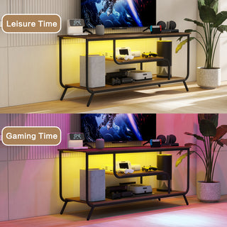 There Are Installation Videos And Scene Videos. TV Socket And LED Light - TV Stand TV Up To 55  Small Unit Modern TV Console Suitable For Living Room And Bedroom, Light Grey