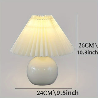 Ceramic Bottom Pleated Table Lamp