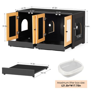 Double Cat Litter Box Enclosure Furniture