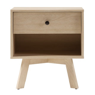 Mid Century Modern Nightstand in Light Brown Oak
