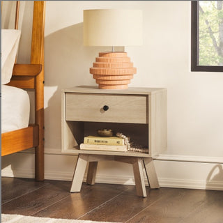 Mid Century Modern Nightstand in Light Brown Oak