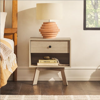 Mid Century Modern Nightstand in Light Brown Oak