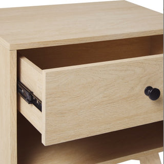 Mid Century Modern Nightstand in Light Brown Oak