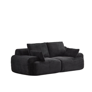Modern Memory Foam Compressed Sofa,2 Seater Large Sectional Couches For Living Room,Pet-Friendly Cloud Modular Sectional Sofa,Corduroy Fabric,Extra Deep Loveseat,No Assembly Required, Black