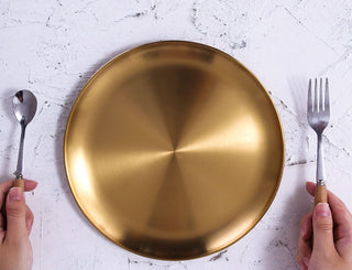 Retro Metal Round Tray Stainless Steel Snack