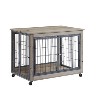 Furniture Style Dog Cage Side Table With Wheels