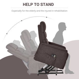 Power Lift Chair with Vibration Massage, Fabric Upholstered Recliner Chair for Elderly with Remote Control, Side Pockets, Brown