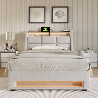 A Metal Bed Frame Made Of Linen Material