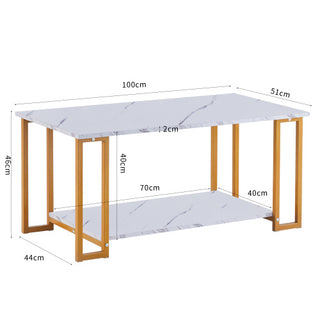 D & N White Marble Coffee Table with Gold Legs – Elegant &amp; Modern Design