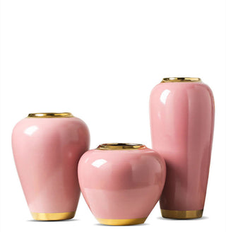 Hand-painted Porcelain Vases with Gold Flowers