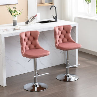 Sasha Velvet Swivel Barstools (Set Of 2)