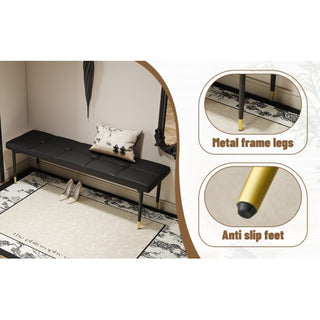 Multifunctional Black Shoe Bench with Cushion