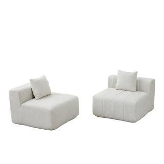 Chenille Sectional Sofa With 2 Pillows,Symmetrical Modular Sofa Sectional For Bedroom, Living Room, Office For Leisure Or Nap, Reading Room, And Lobby