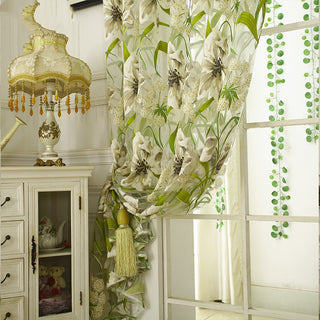 White Striped Translucent Bedroom Curtain