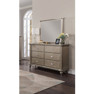 Walnut Antique 6-Drawer Dresser with Mirror