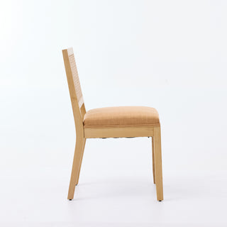 Farmhouse Rattan Dining Chairs Set Of 2, Mid Century Modern Kitchen & Dining Room Chairs, Cane Upholstered Kitchen Side Chair With Natural Hardwood Frame,Tan, SW1883TN