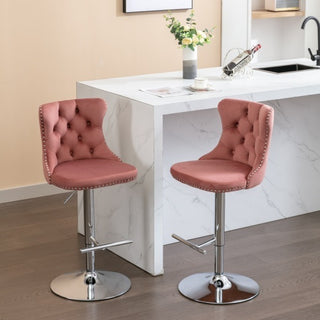 Sasha Velvet Swivel Barstools (Set Of 2)