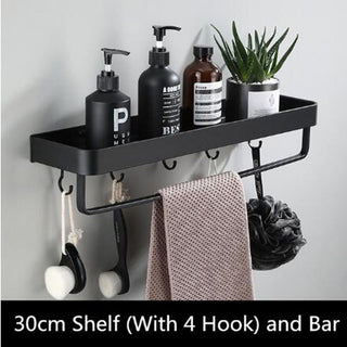 Black Wall-Mounted Aluminum Bathroom Shelf