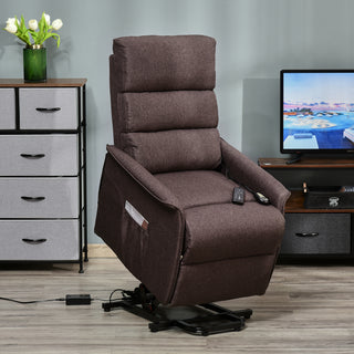 Power Lift Chair with Vibration Massage, Fabric Upholstered Recliner Chair for Elderly with Remote Control, Side Pockets, Brown
