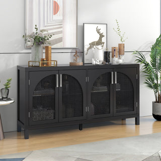 Large Rattan Style Sideboard in Black