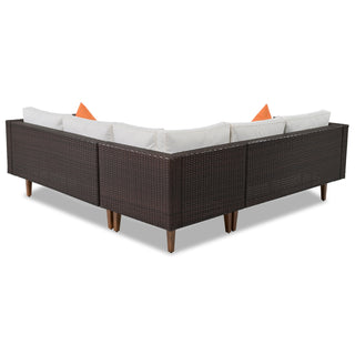 L- Shape Patio Furniture with Pillows (4 Pieces)
