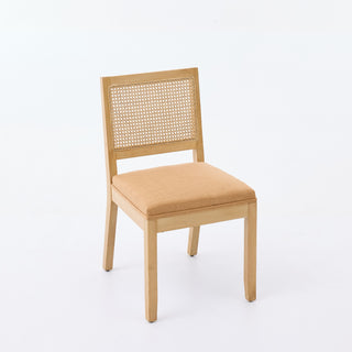 Farmhouse Rattan Dining Chairs Set Of 2, Mid Century Modern Kitchen & Dining Room Chairs, Cane Upholstered Kitchen Side Chair With Natural Hardwood Frame,Tan, SW1883TN