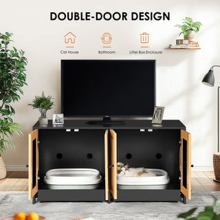 Double Cat Litter Box Enclosure Furniture