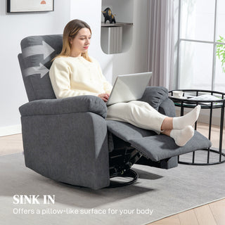 Recliner Chair, Wide Swivel Rocker Chair, Overstuffed Single Sofa with Pocket Spring, Footrest, Quick Assembly, Gray