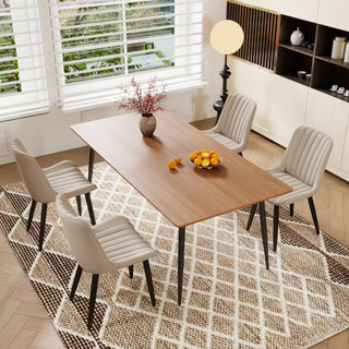 Set Of 2 Modern PU Leather Dining Chairs With Thick Cushions & Metal Legs, Armless Faux Leather Side Chairs For Kitchen, Dining Room