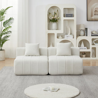 Chenille Sectional Sofa With 2 Pillows,Symmetrical Modular Sofa Sectional For Bedroom, Living Room, Office For Leisure Or Nap, Reading Room, And Lobby