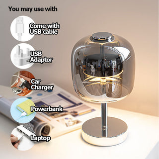 Modern Smokey Gray Glass Table Lamp