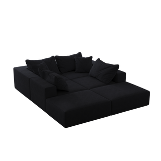 Oversized Sponge Cloud Sofa,Modern Upholstered Sectional Sofa Couch Set,Modular 162 L Shaped Sectional Living Room Sofa Set With 6 Pillows,Free Combination Sofa Couch For Living Room,Bedroom