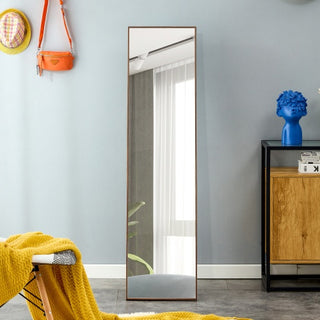 Brown Solid Wood Full-Length Mirror