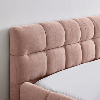 Queen Size Upholstered Bed Frame With Thick Fabric, Chenille Fabric Grounded Queen Size Platform Bed With Headboard And Solid Frame. No Box Spring Needed, PINK 68x86.5x23.5