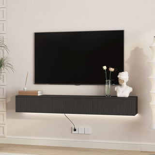 Floating TV Stand Wall Mounted With 16 Color LEDs,65inch Modern TV Stand, Floating TV Cabinet Entertainment Center For 55 60 65 Inch TV