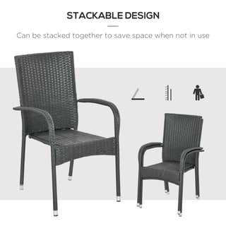 Stackable 4 PE Rattan Outdoor Dining Chairs with Cushions, Patio Wicker Dining Chairs with Armrests & Backrest, Cream White