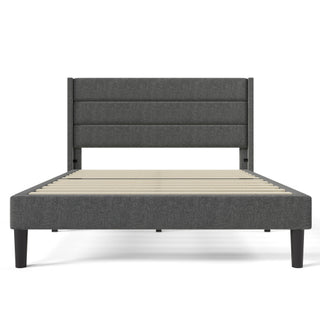 Linen Bed Frame With Slatted Frame