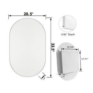 Oval Bathroom Mirror Cabinet, 20x34