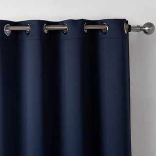 Dark Blue Printed Blackout Bedroom Curtains